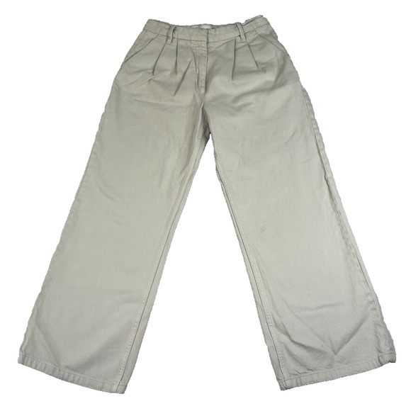 Abercrombie & Fitch Jeans Women's Size 27/4s Cream Mid Rise Rise Pleated - Picture 1 of 11